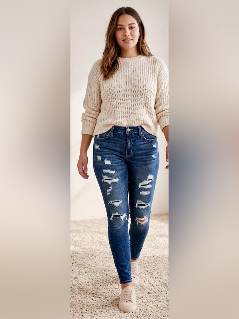 American Eagle Outfitters Dark Blue Distressed Skinny Jeans